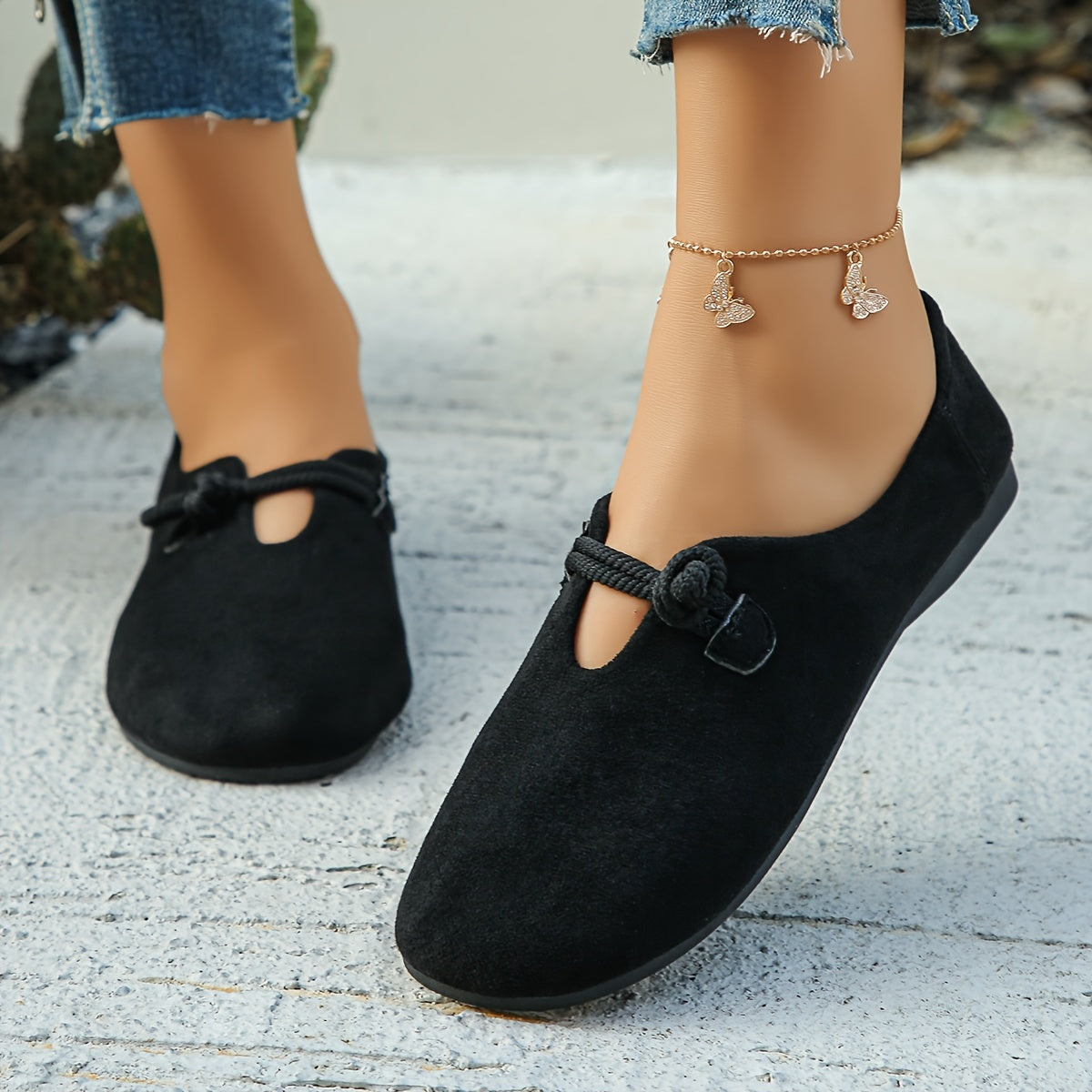 Women's Flannel Slip-On Ballet Shoes with Faux Leather Sole for All Seasons