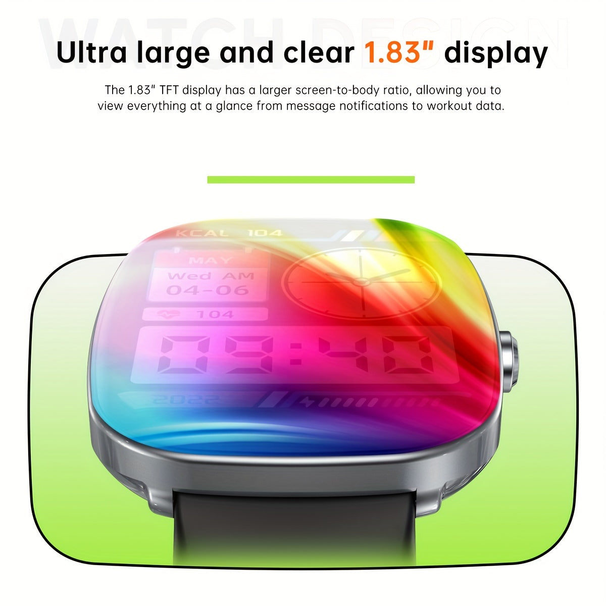 1.83 Inch Full Touch Screen Smart Watch with Calls and Sports Tracking for iPhone and Android