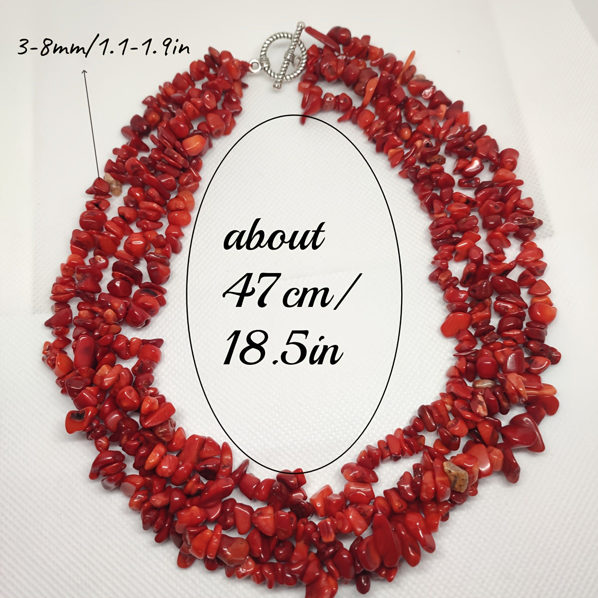 Women’s Natural Red Coral Chip Bead Necklace for Weddings and Parties