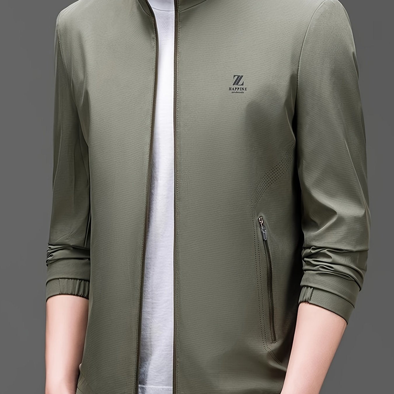 Erkaklar uchun tasodifiy turdagi turli rangdagi, 100% polyesterdan tayyorlangan, uzun yengli, oddiy kesim, zip-berish bilan va to'qilgan matodan yasalgan ko'ylak. Bahor/kovul dam olish kunlari uchun mos.