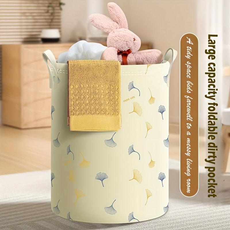 Waterproof Laundry Hamper with Handles Blue Fabric Storage Basket for Home Bathroom Dorm