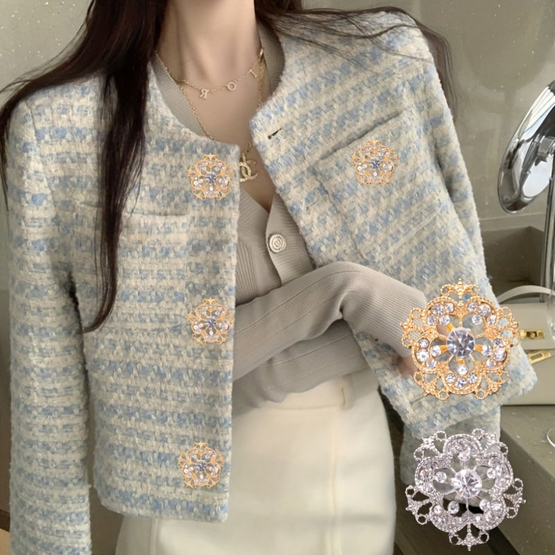 Kiyimlar va aksessuarlar uchun 5 ta Rhinestone Zink Alloy tugmasi