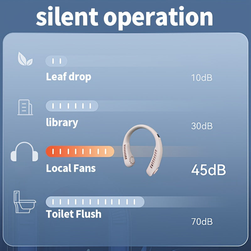 Adjustable Silicone Neck Fan with USB Charging Digital Display Lightweight Cooling Fan