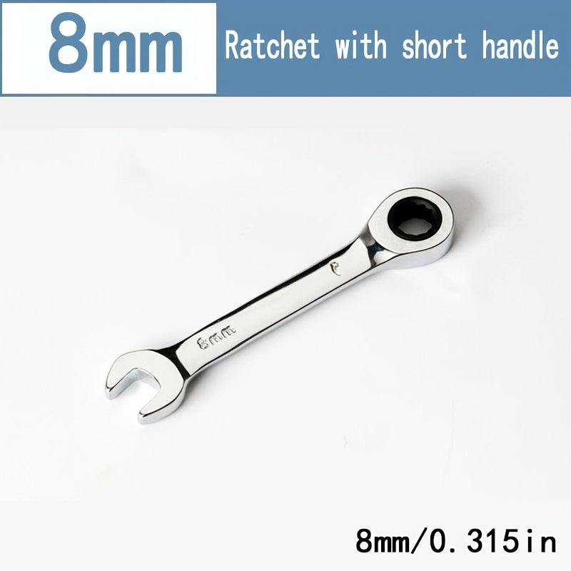 Mini Two-Way Ratchet Wrench, 72 Tooth, Metal Open-End, Durable Rust-Proof