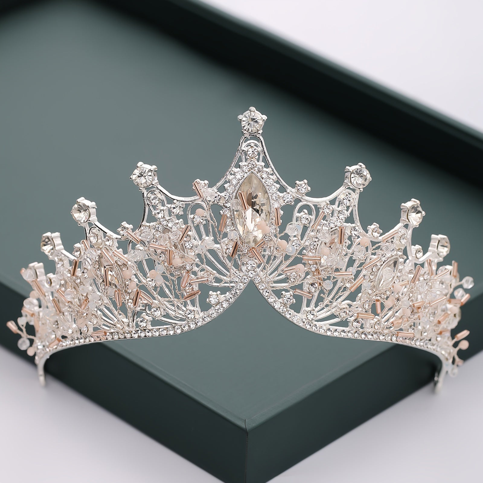 Golden Baroque Queen Crown and Tiara Set for Women Girls Crystal Rhinestones Mermaid Design