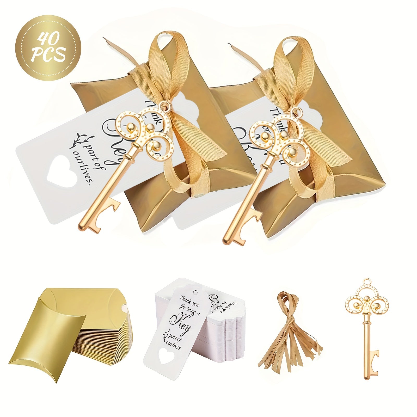 Abrebotellas en forma de llave de 40 unidades con cajas de caramelos para graduaciones y fiestas de verano