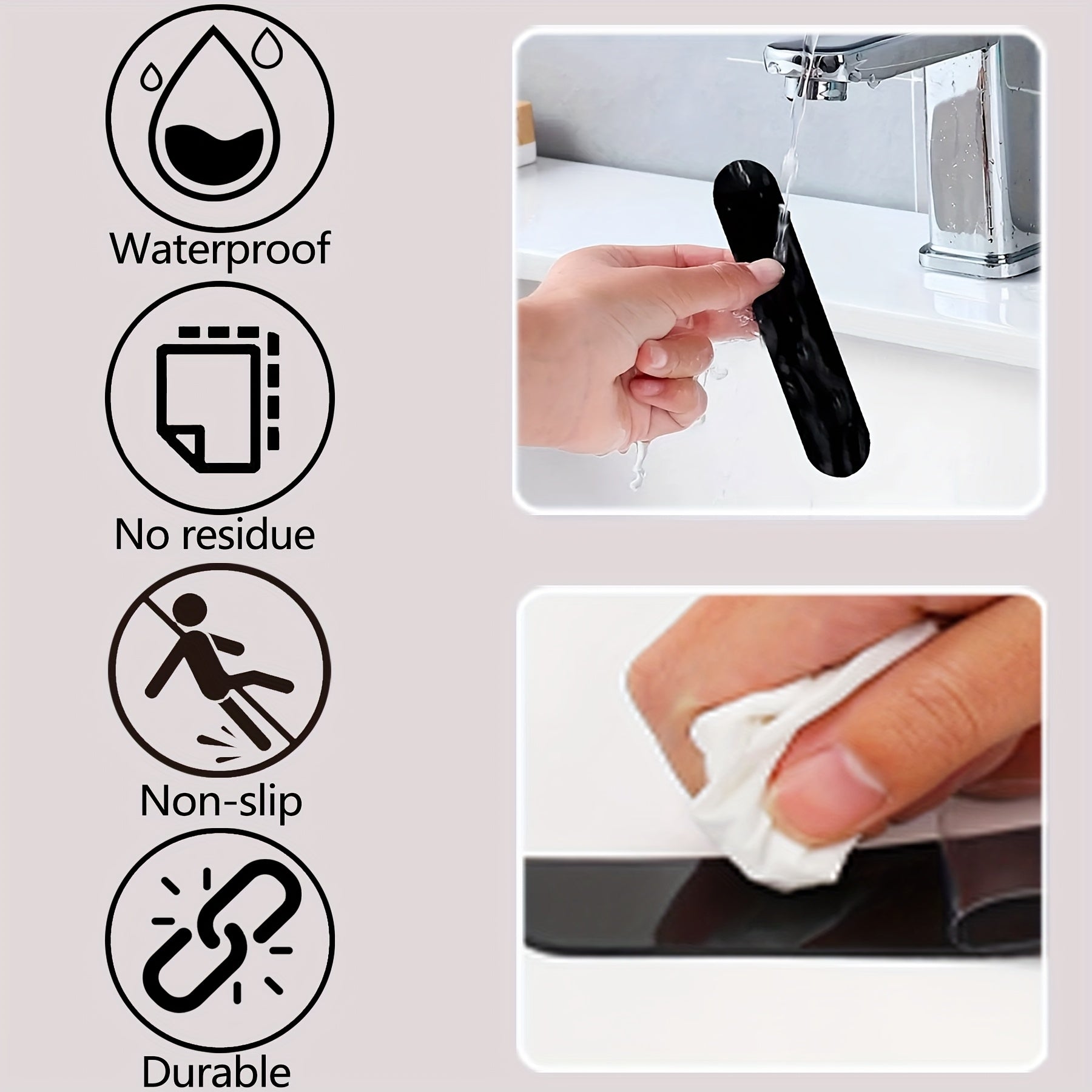 12-Pack Silicone Non-Slip Carpet Grip Tape for Hardwood Floors and Tiles