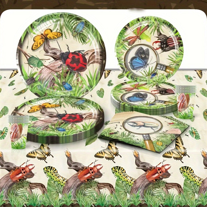 Set of 10 Insect-Themed Party Plates Napkins and Cups for Spring or Summer Celebrations