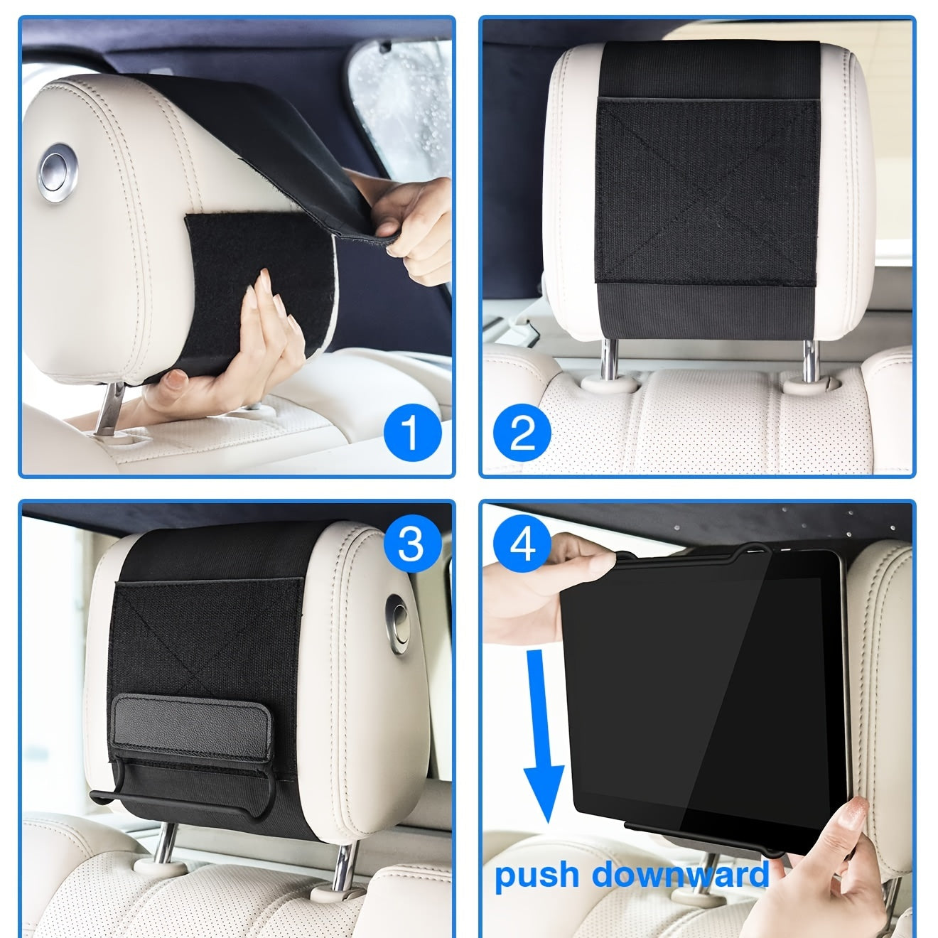 Universal Car Headrest Mount Holder With Adjustable Clamp for Tablets