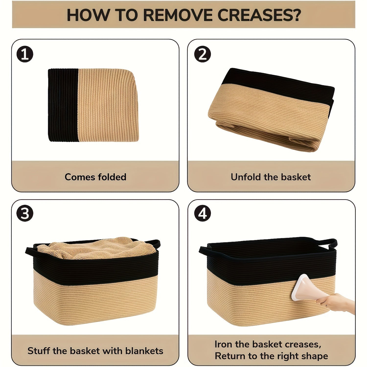 55L Kulrang Arqon To'qilgan Saqlash Savati Qo'llari Bilan - Bolalar uchun ko'p maqsadli o'yinchoq tashkilotchisi, kir, yashash xonasi, bolalar xonasi va yotoqxona - Mustahkam linen aralashmasi, 48.01 sm x 34.04 sm x 11, to'shakka joylashadigan saqlash.