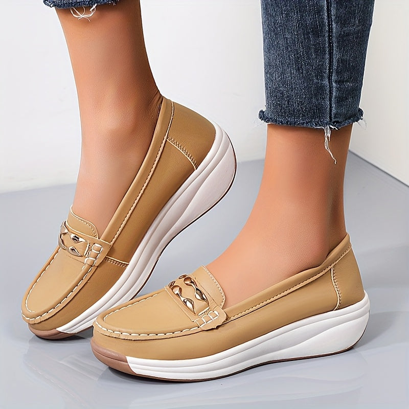 Women's Fashionable Slip-On Loafers with Anti-Slip Thick Soles