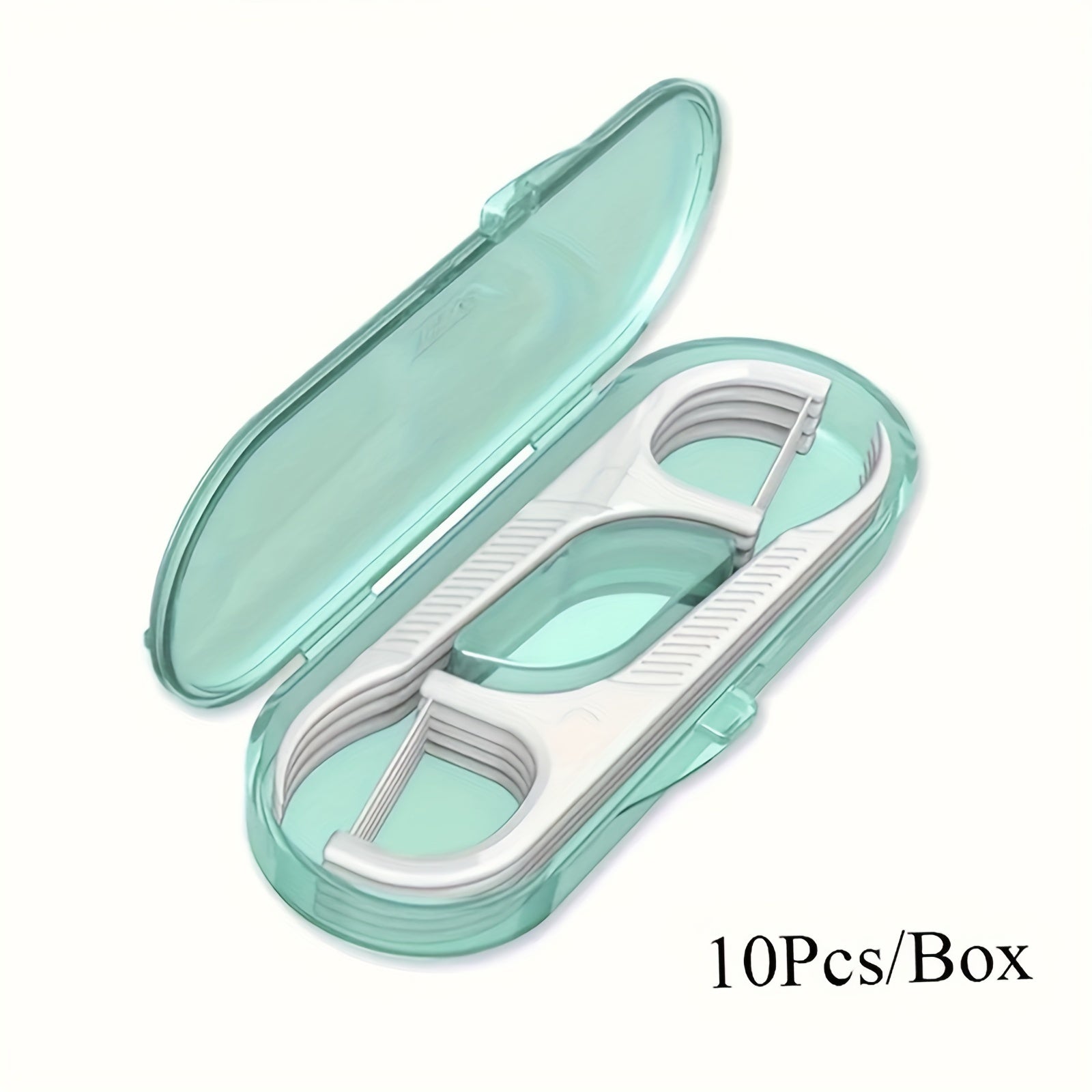 10 dona Floss Dispenser Pack Tish tozalovchi portativ gigienik anti-slid yashil