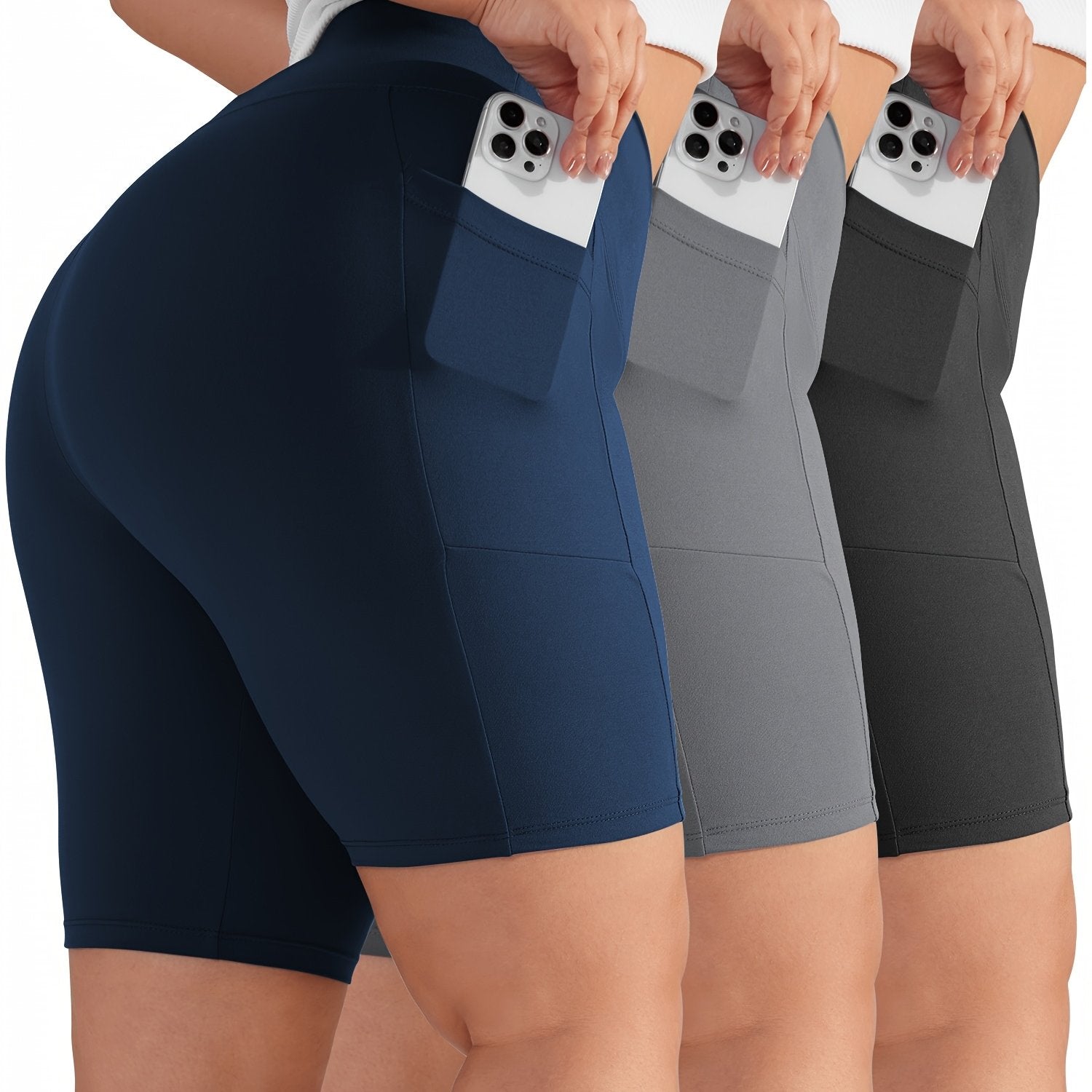 Women Plus Size High-Waisted Capri Leggings Stretchy Maroon Pockets