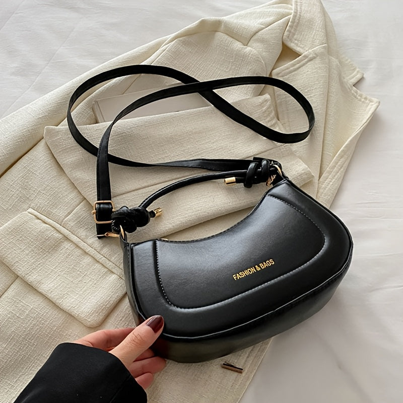 Women's PU Mini Shoulder Bag with Adjustable Strap and Zipper Closure in White or Black