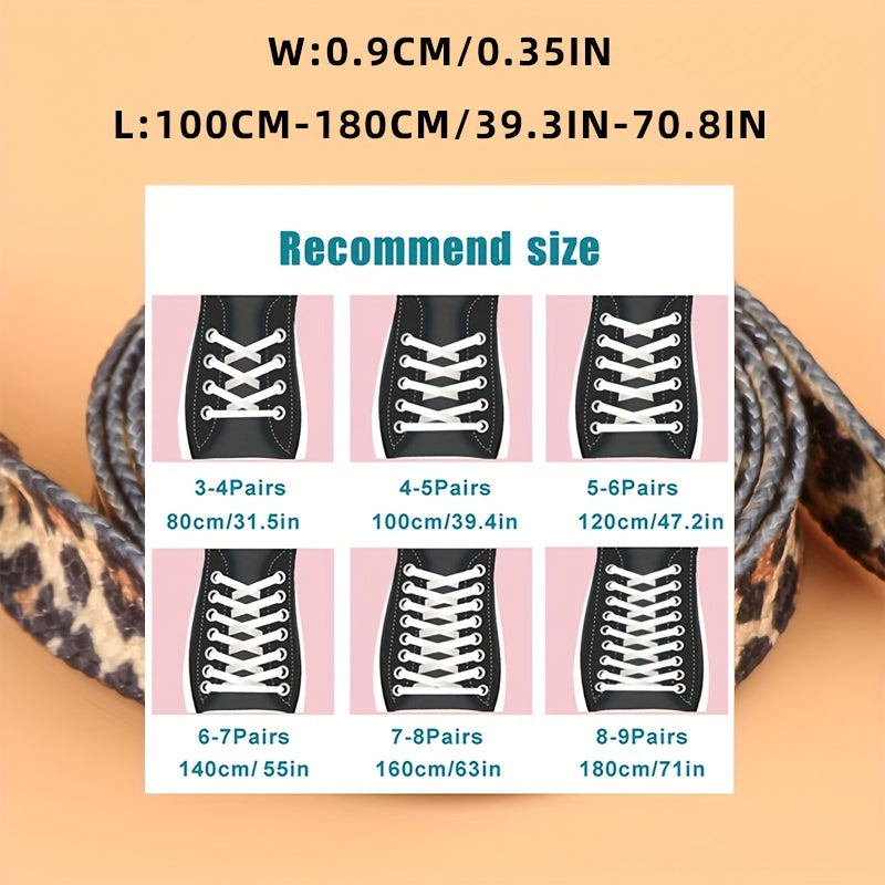 Unisex Leopard Print Flat Shoelaces Durable Polyester for Sneakers and High-Tops
