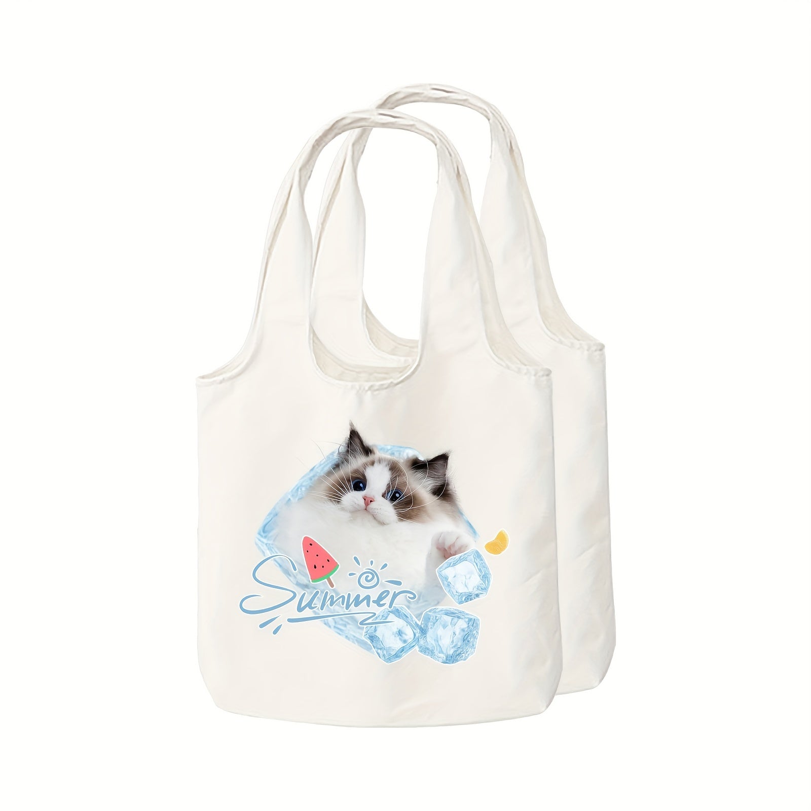 Personalized Canvas Tote Bags Set with Custom Photos for Daily Use and Outdoor Activities