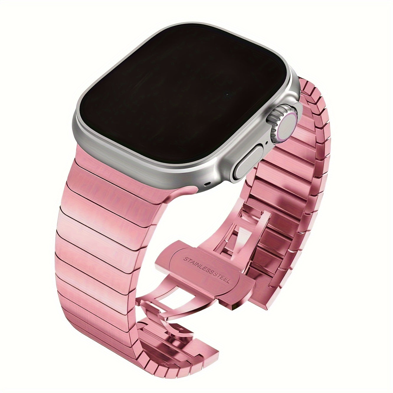 Men's Stainless Steel Watch Band for Apple Watch Series 1-9 and SE Ultra 40mm-49mm Metal Bow Buckle Strap