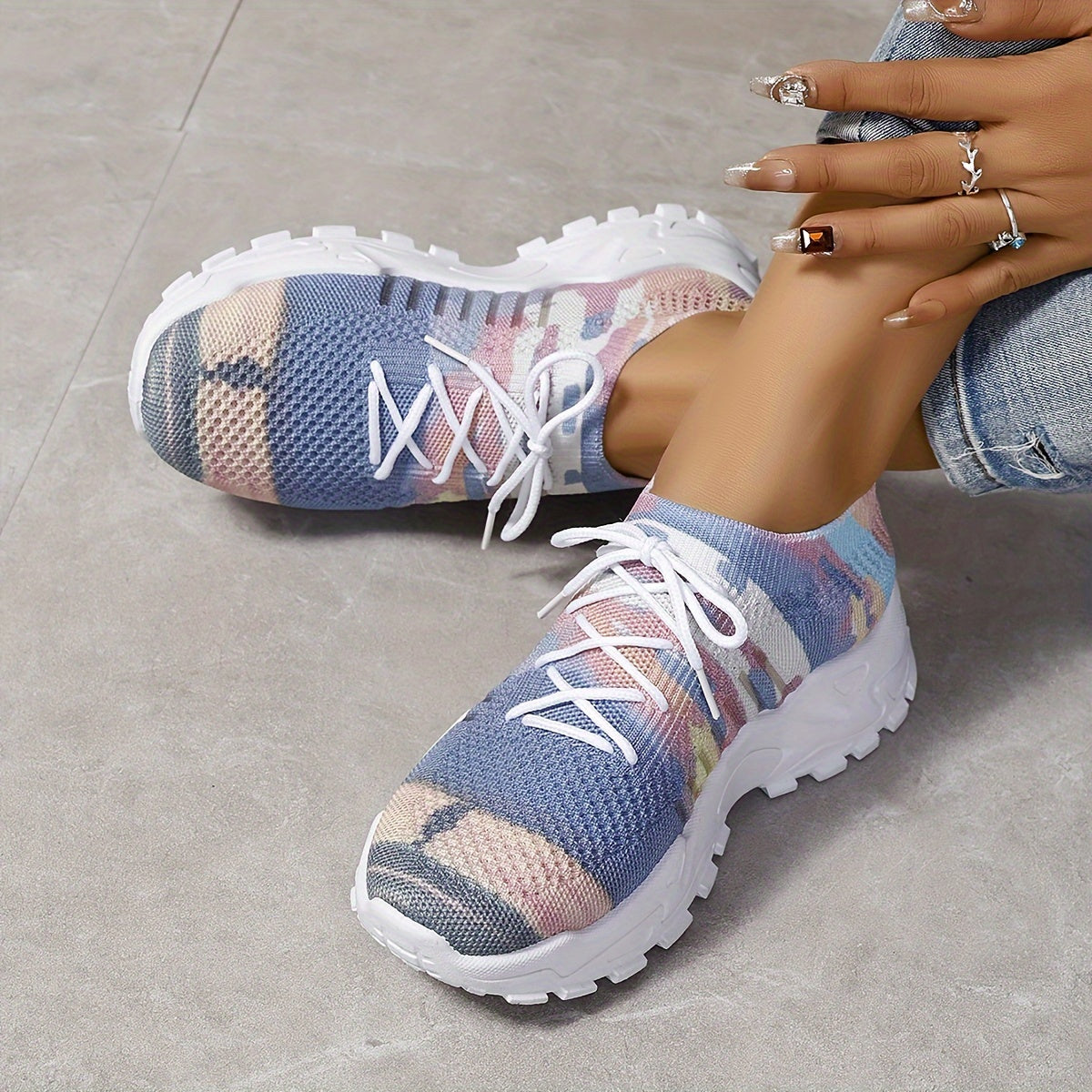 Zapatillas ligeras de malla para mujer, rosa pastel, azul, blanco, para correr y uso casual