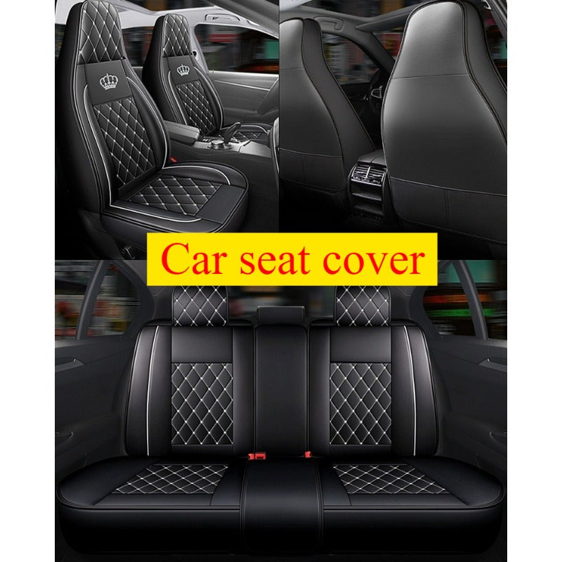Universal Car Seat Cover Leather Cushion for All-Weather Black White Full Size