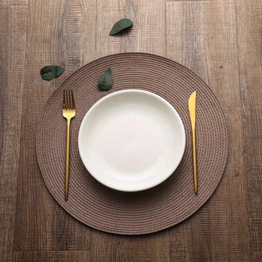 Set of 4/6 Woven Round Placemats Insulation Pads for Dining Table Easy to Clean