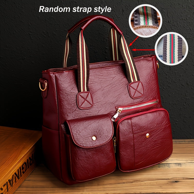 PU Crossbody Bag for Women with Multiple Pockets Lightweight Zipper Closure Removable Strap