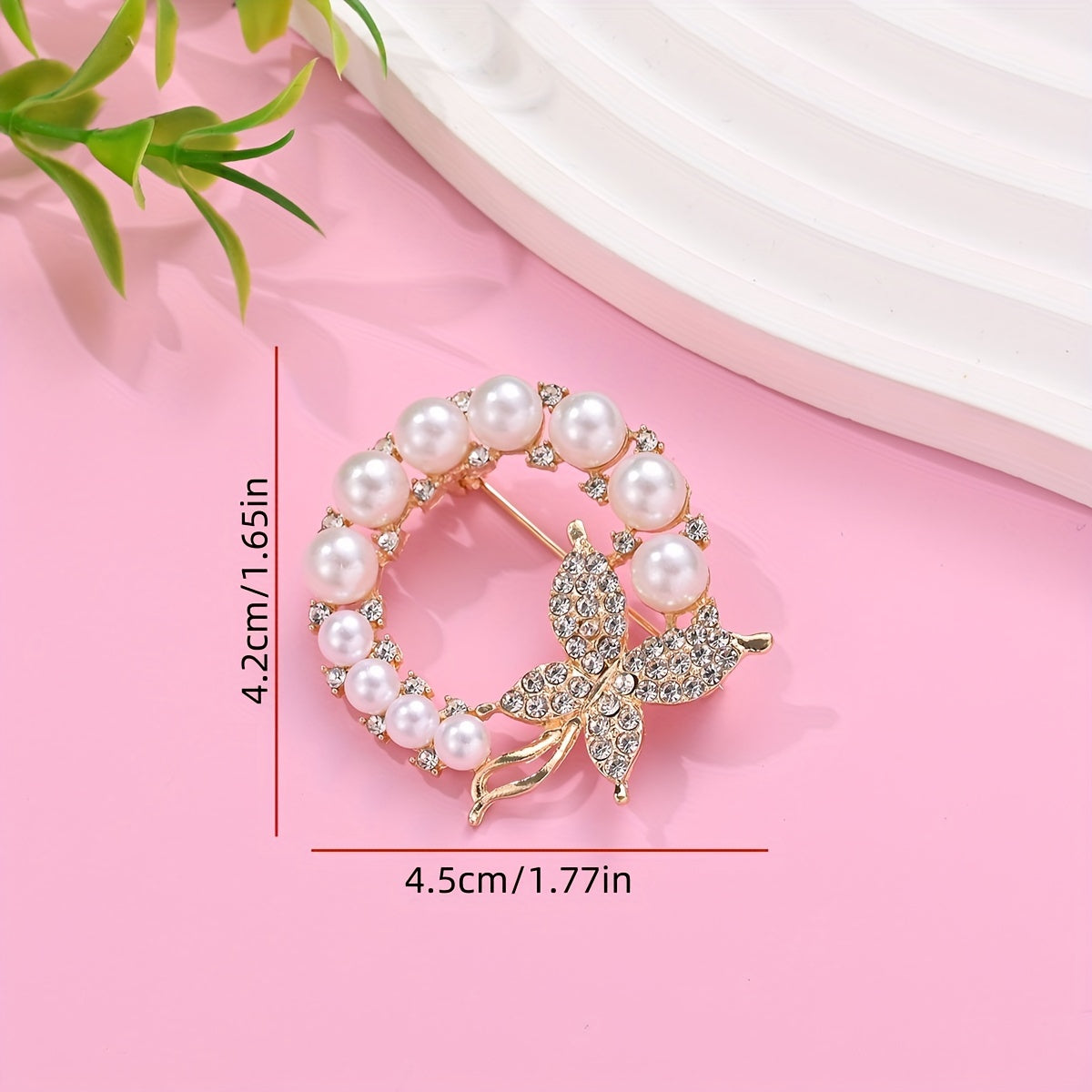 Set of 6 Alloy Pearl Rhinestone Brooches for Formal and Evening Wear