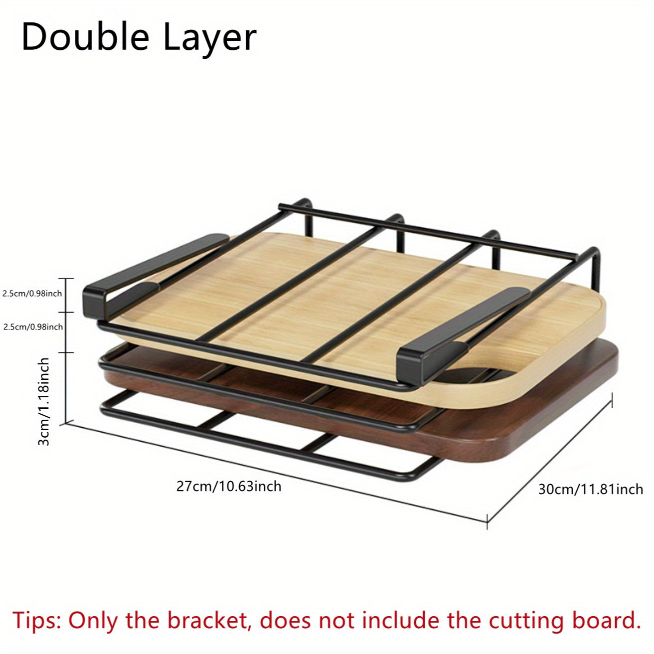 Devorga o'rnatiladigan oshxona va hammom uchun rack, kesish taxtalari va sochiqlar uchun, qora metall