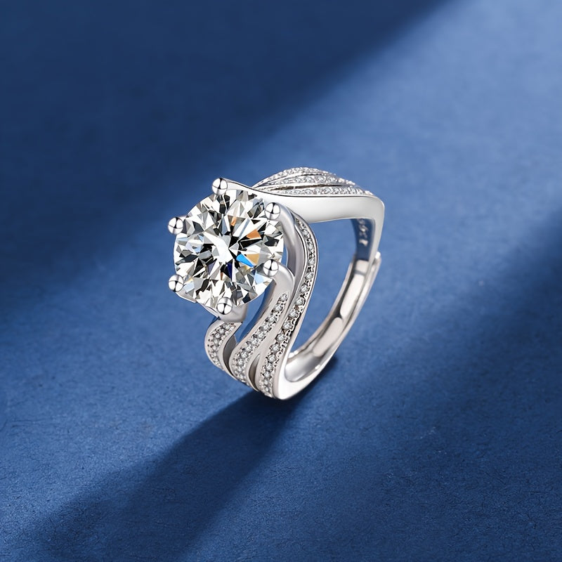 5 Carat Moissanite Engagement Ring for Women Round Cut Secure 6 Prong Wedding Jewelry