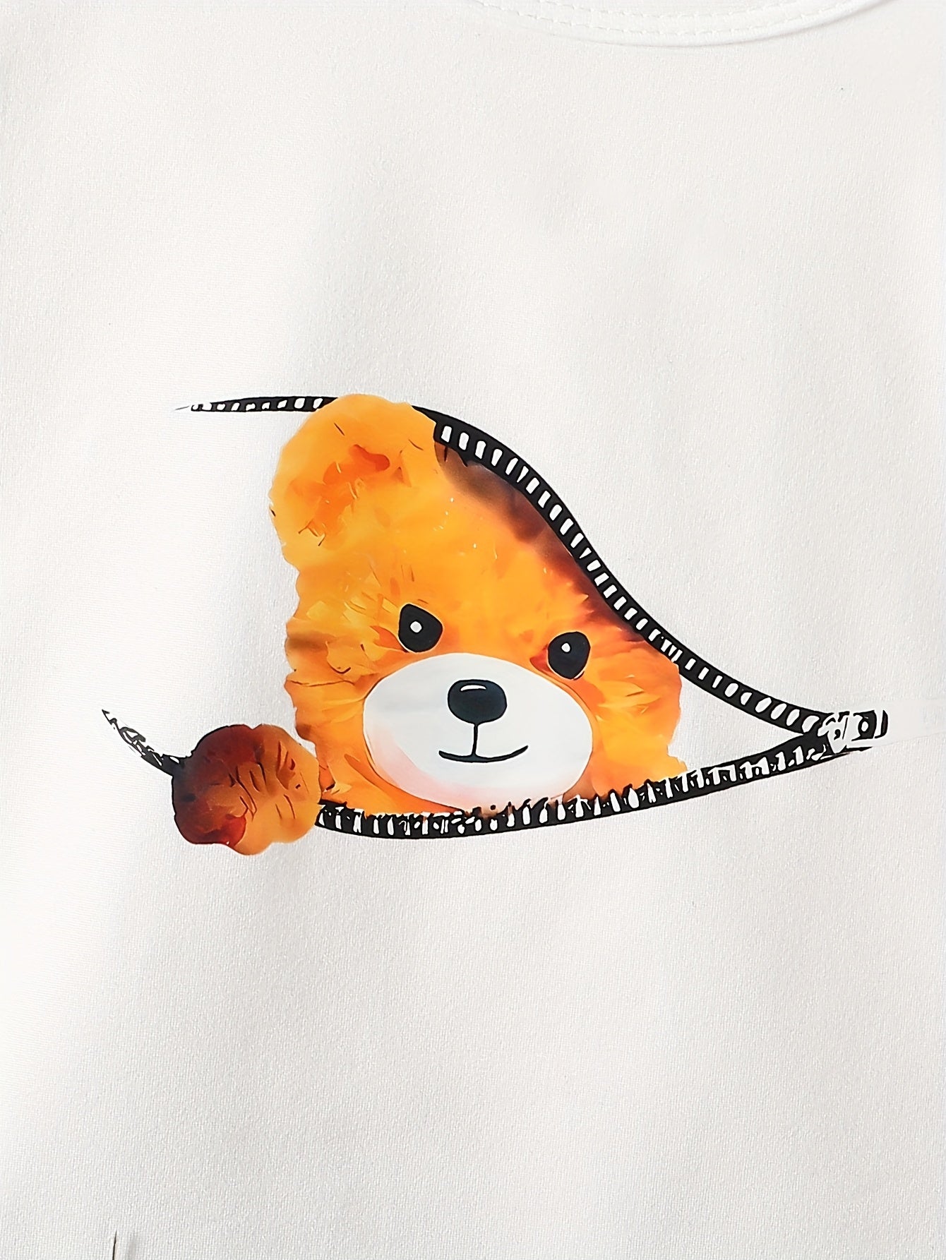 Kichkina O'g'il Bolalar T-shirt va shimlar to'plami Bahor yoz hayvonlari Teddy Bear bosma Polyester kundalik 12 va undan kichik