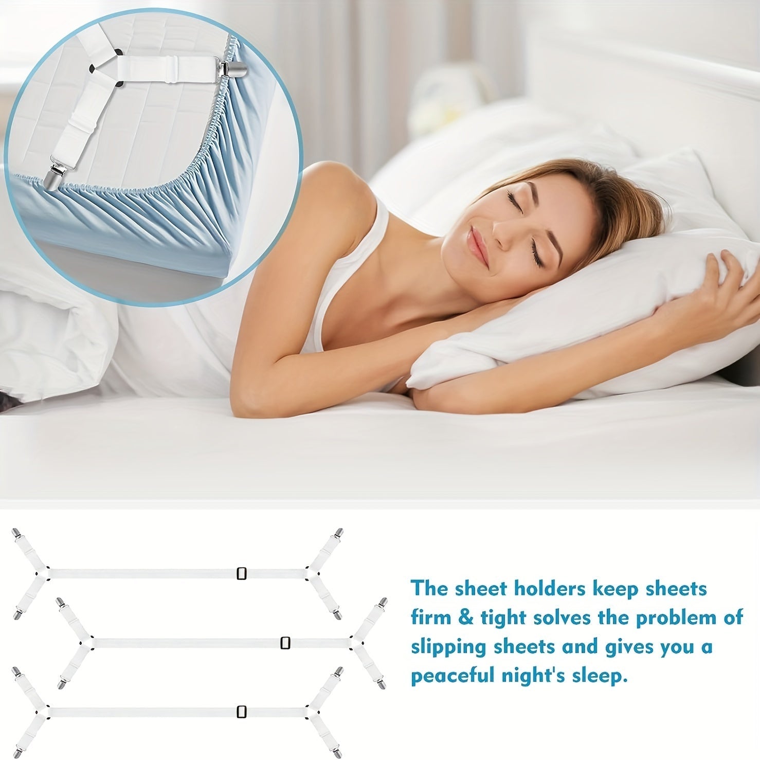 Adjustable Bed Sheet Holder Straps for Twin Queen King Mattresses