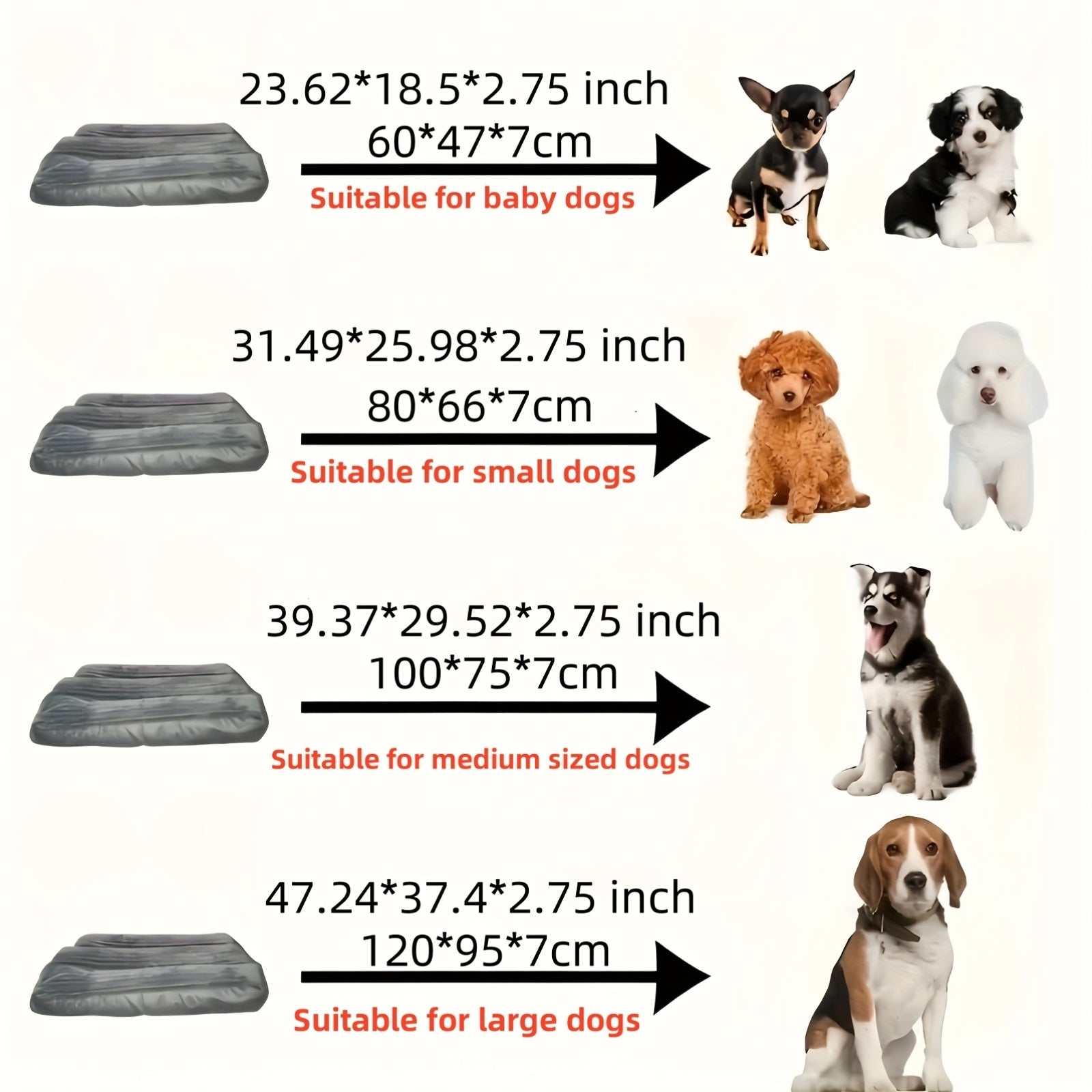 Orthopedic Dog Bed for Medium to Large Dogs All-Season Striped Removable Washable Cover Non-Skid Bottom