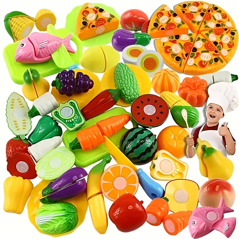 Kids Food Cutting Toy Set for 12M+ Develops Basic Skills with Fruit and Vegetable Play