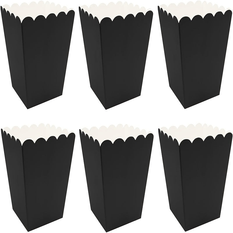 Disposable Black and White Paper Popcorn Boxes for Parties and Events 24pcs