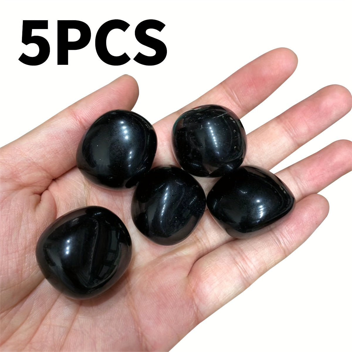 Set of 5 Black Obsidian Polished Healing Crystals for Water Purification and Home Decor