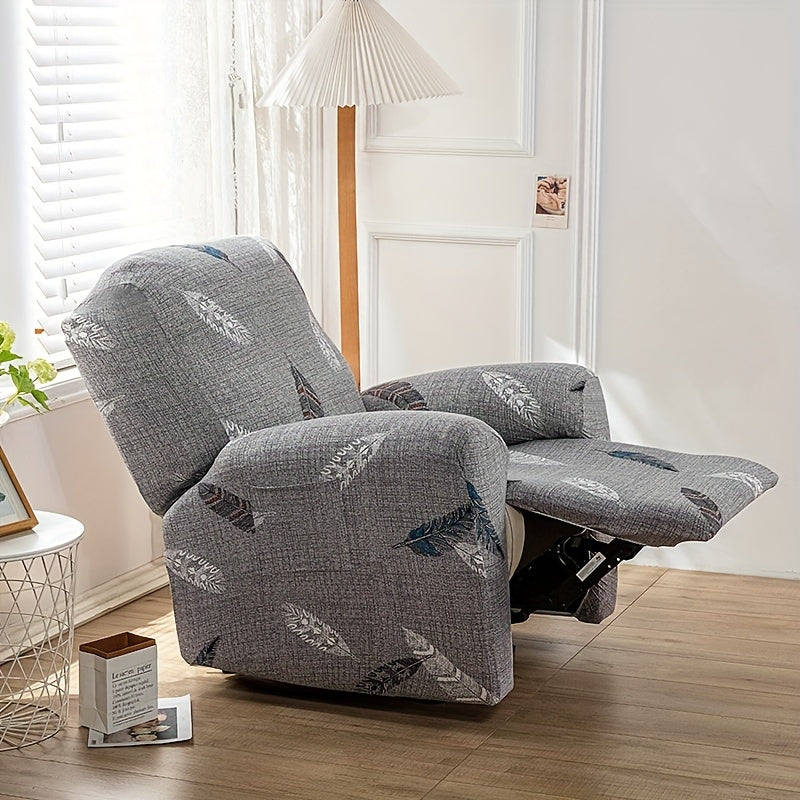 Чехол для кресла-качалки в стиле бохо с карманом, нескользящий, машинная стирка, синего цвета, изготовлен из полиэстера и спандекса.