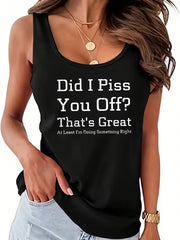 Top de tirantes casual con estampado gráfico negro para mujer, con eslogan, regalo de verano