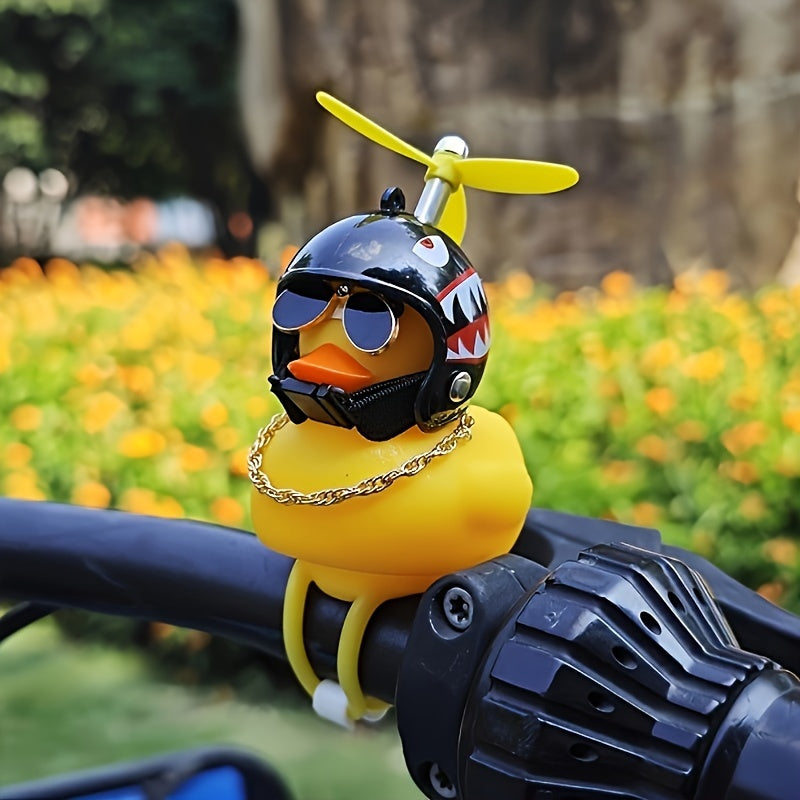 Kids Bicycle Handlebar Accessories Rubber Duck Helmet Propeller Glasses