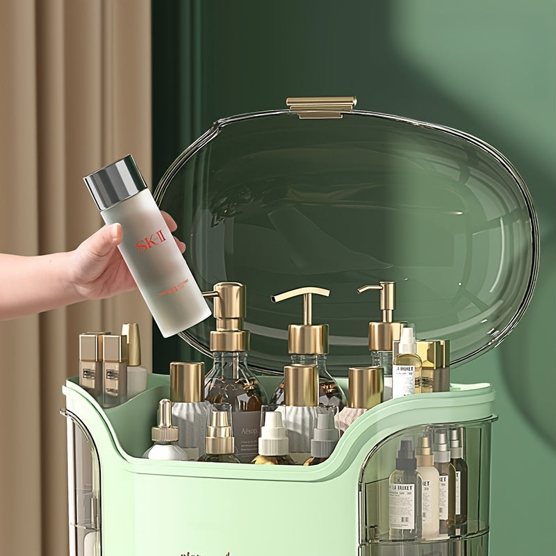 Portable Polished Plastic Cosmetic Storage Box for Women Jewelry and Skincare Organizer