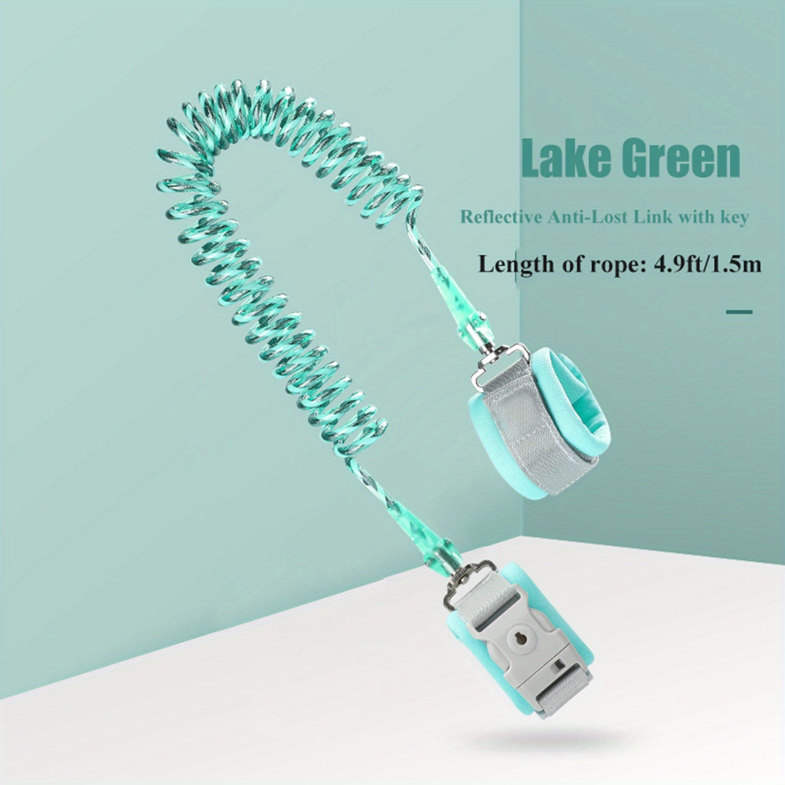 Toddler Child Safety Harness Wrist Link Leash with Key Lock Reflective Rope for Kids 1-10