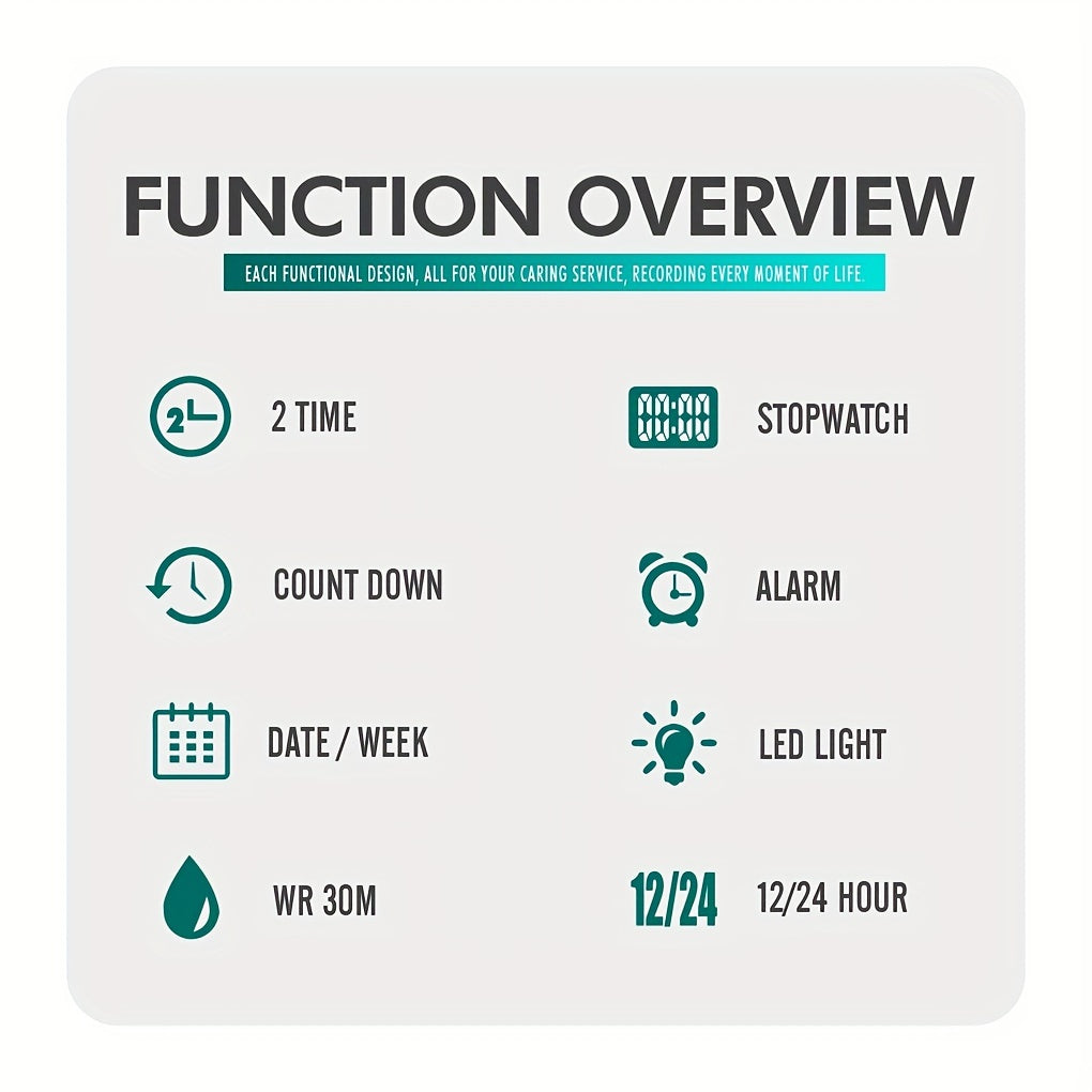 Men's Digital Watch Multifunctional LED Night Light Alarm Fashion Gift