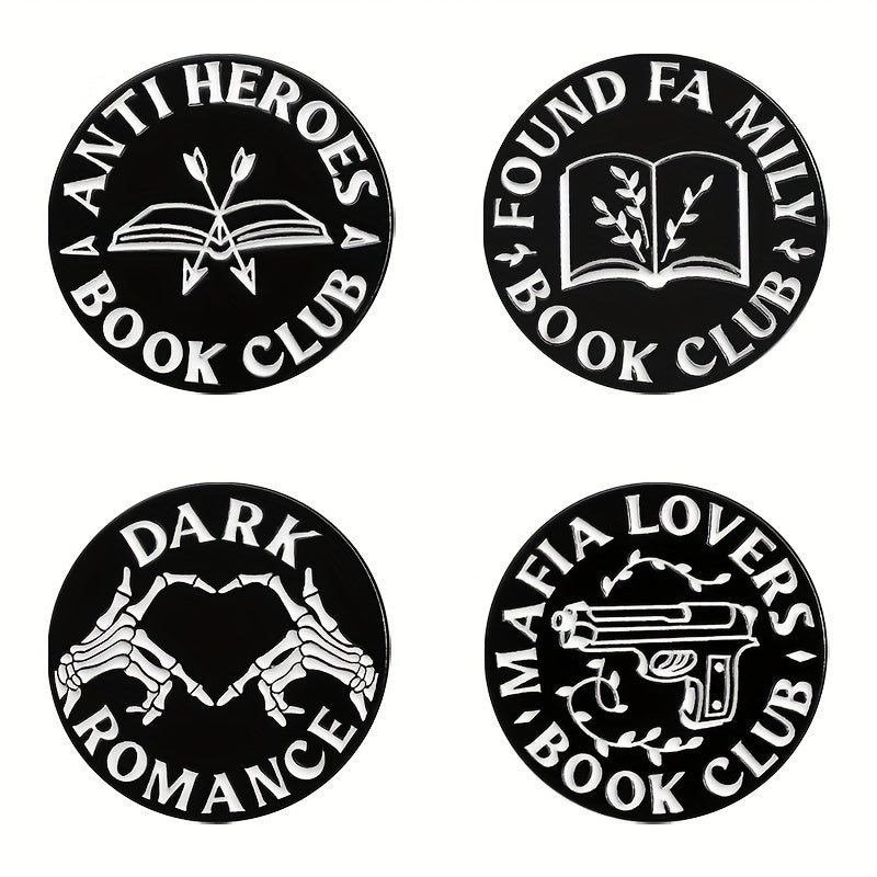 Черно-белая круглая медальонная эмалированная нашивка из сплава для рюкзаков и одежды 1/4 шт.