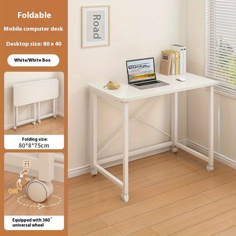 Wooden Computer Desk with Shelf Rolling Study Table Home Office Workstation Black or White