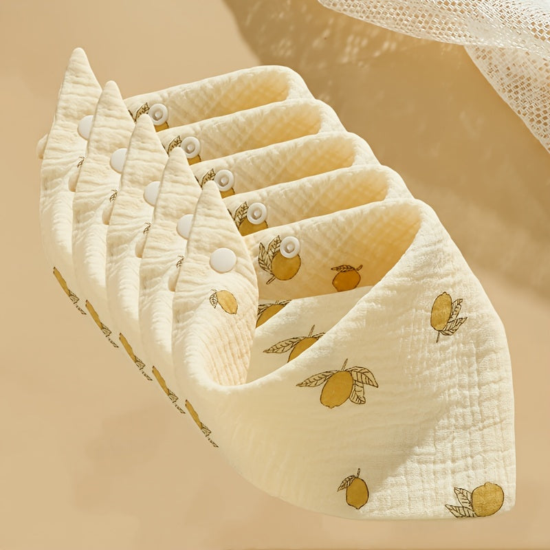 Set of 5 Baby Bibs for Kids Soft Cotton Cartoon Print with Snap Closure