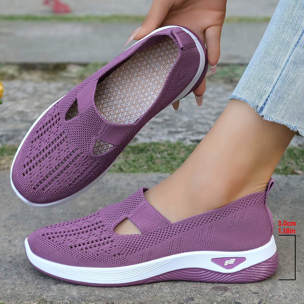 Women's Mesh Slip-On Sneakers Lightweight Cushioned Casual Walking Shoes