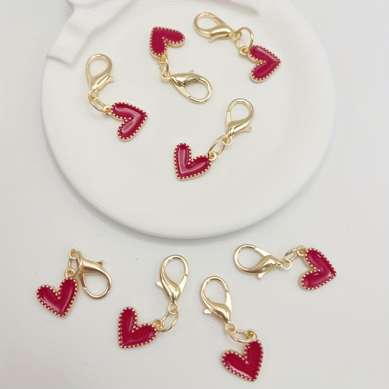 Kids Adults Heart Shoe Charms with Red Felt and Gold Accents for Sneakers