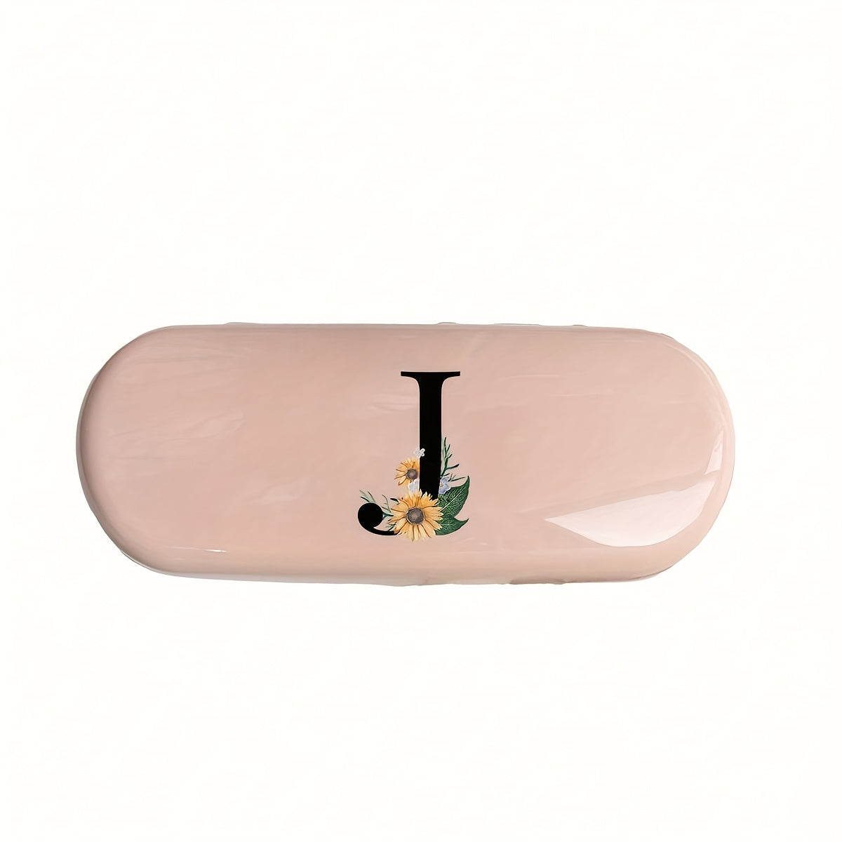 Pink Floral Monogram Glasses Case Waterproof Dustproof Compact Plastic Storage Box for Men and Women