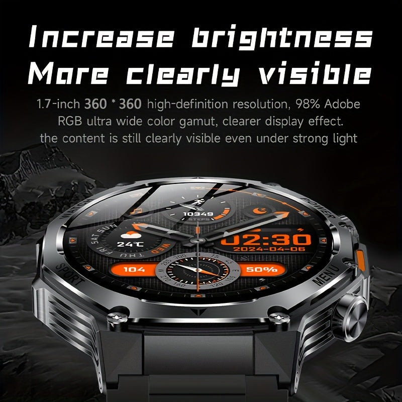 Men's Smartwatch with LED Display 4.32cm HD Screen Waterproof Fitness Tracker with Wireless Calling