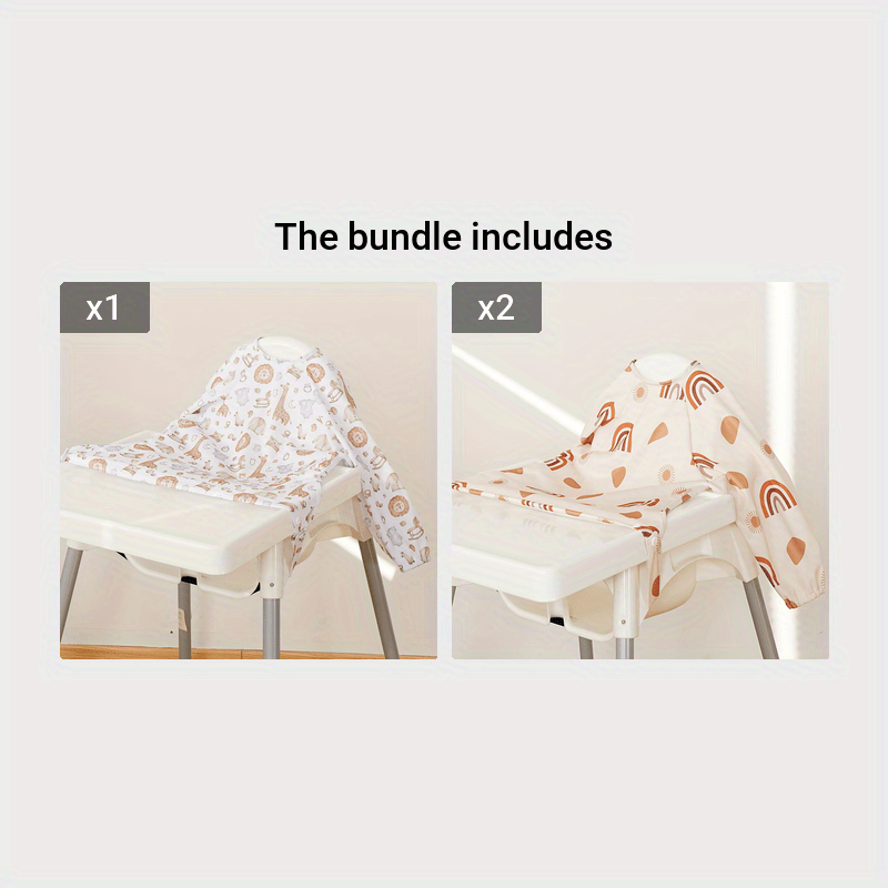 Baby Waterproof Feeding Bibs with Long Sleeves for Messy Meals and Painting