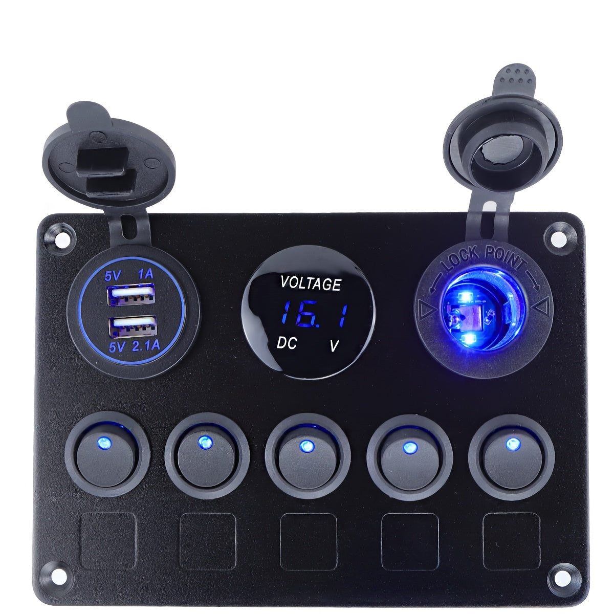 5 Sets Rocker Switch Panels with USB and Volt Meter for RVs Boats Trucks