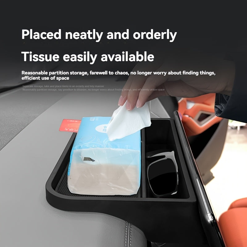 Center Console Storage Box ABS Material Screen Back Tray with Anti-slip Mat for SUV